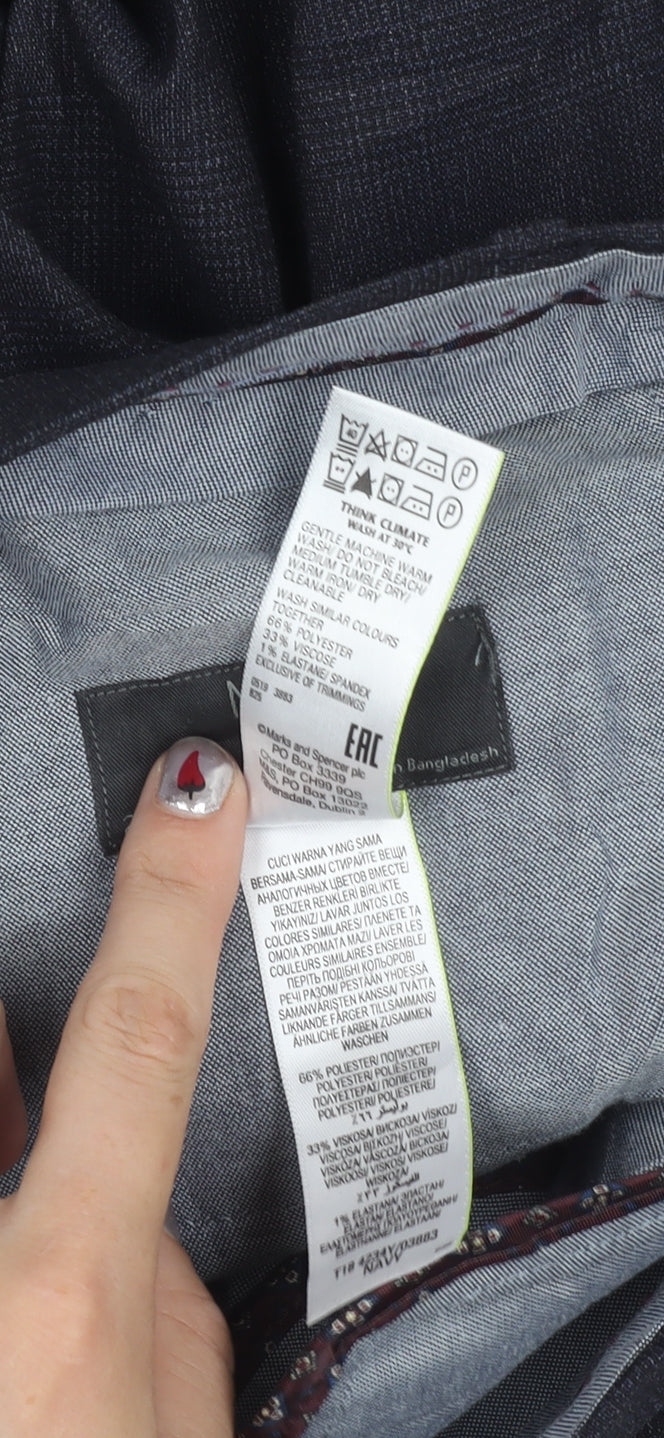 Marks and Spencer Men's Blue 28in Regular Fit Dress Trousers