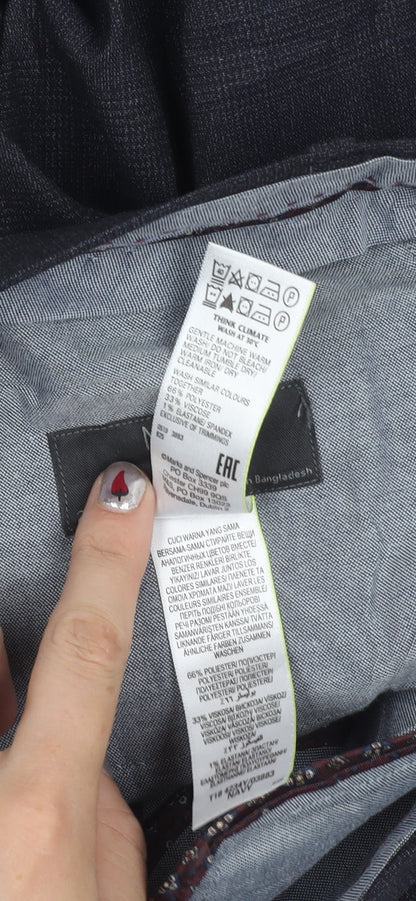 Marks and Spencer Men's Blue 28in Regular Fit Dress Trousers