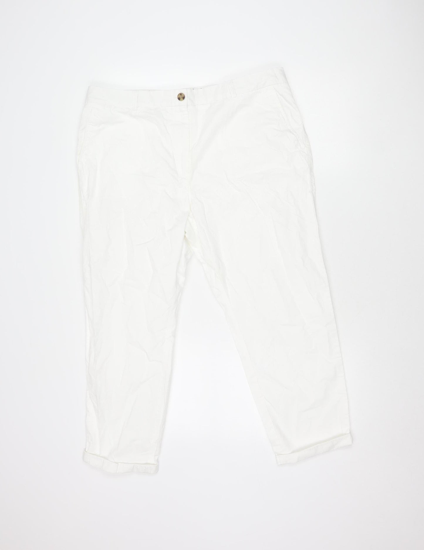 Womens UK Size 6 Marks and Spencer Regular Fit Cargo White Trousers