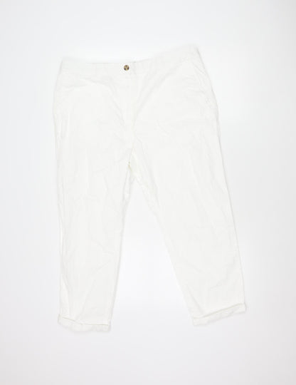 Womens UK Size 6 Marks and Spencer Regular Fit Cargo White Trousers