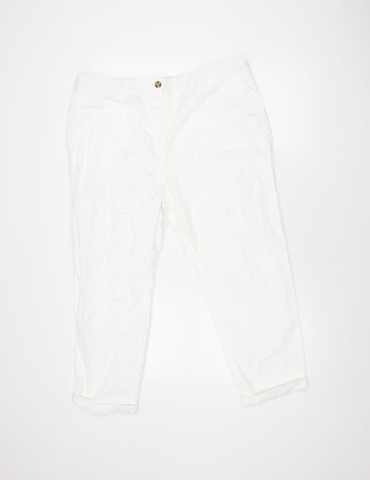 Womens UK Size 6 Marks and Spencer Regular Fit Cargo White Trousers