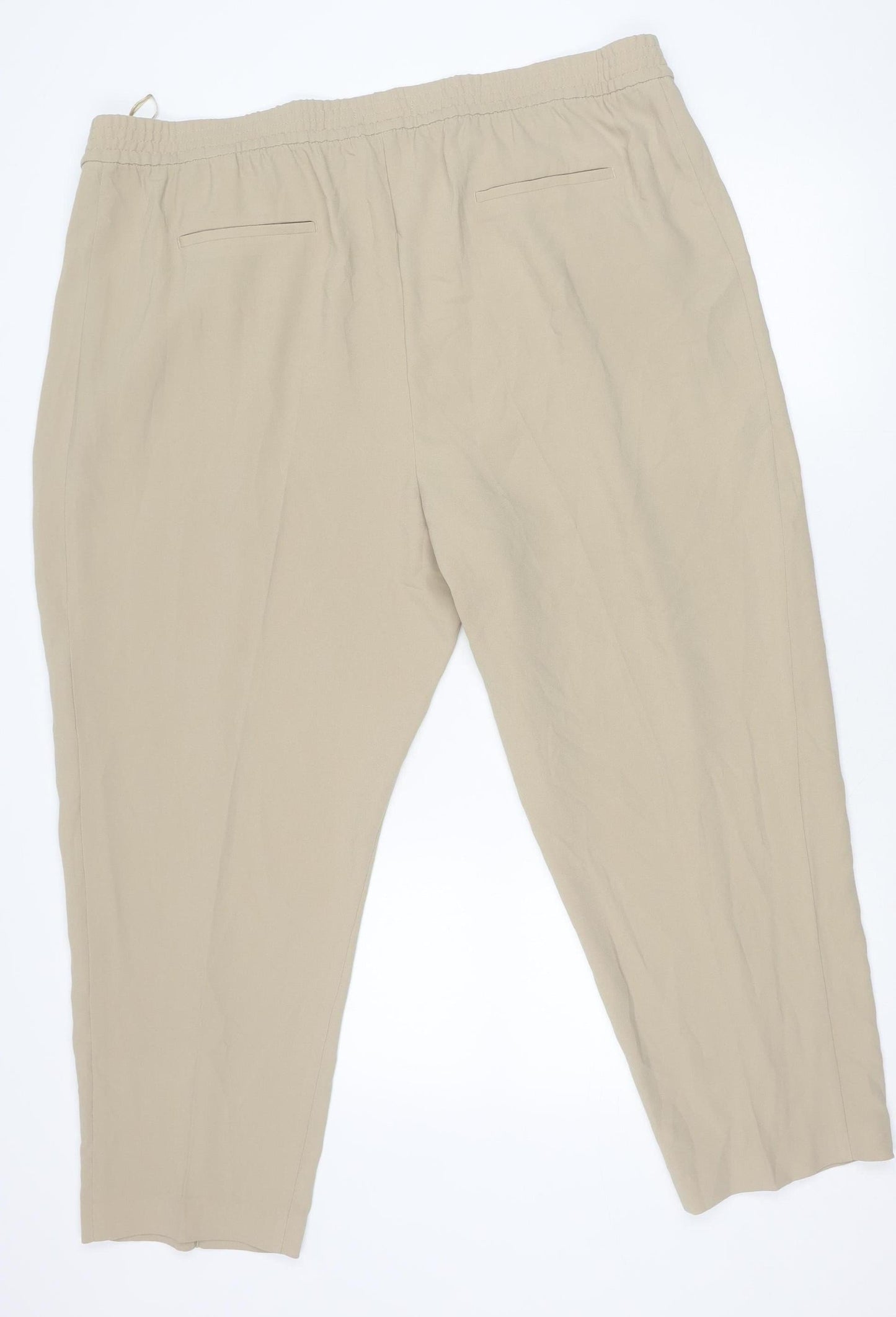 Womens UK Size 24 Marks and Spencer Regular Fit CasualTravel Beige Trousers