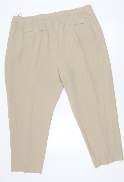Womens UK Size 24 Marks and Spencer Regular Fit CasualTravel Beige Trousers