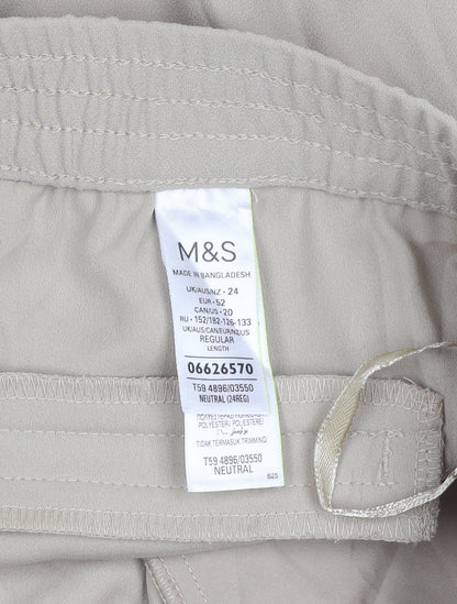 Womens UK Size 24 Marks and Spencer Regular Fit CasualTravel Beige Trousers