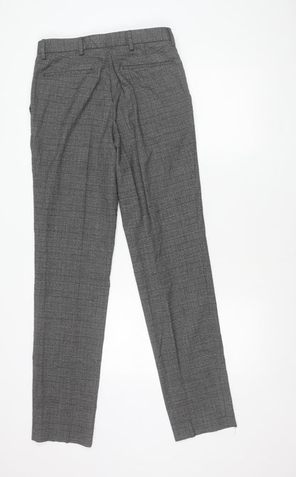 Marks & Spencer Men’s Grey Check Slim Fit Trousers 30W 33L