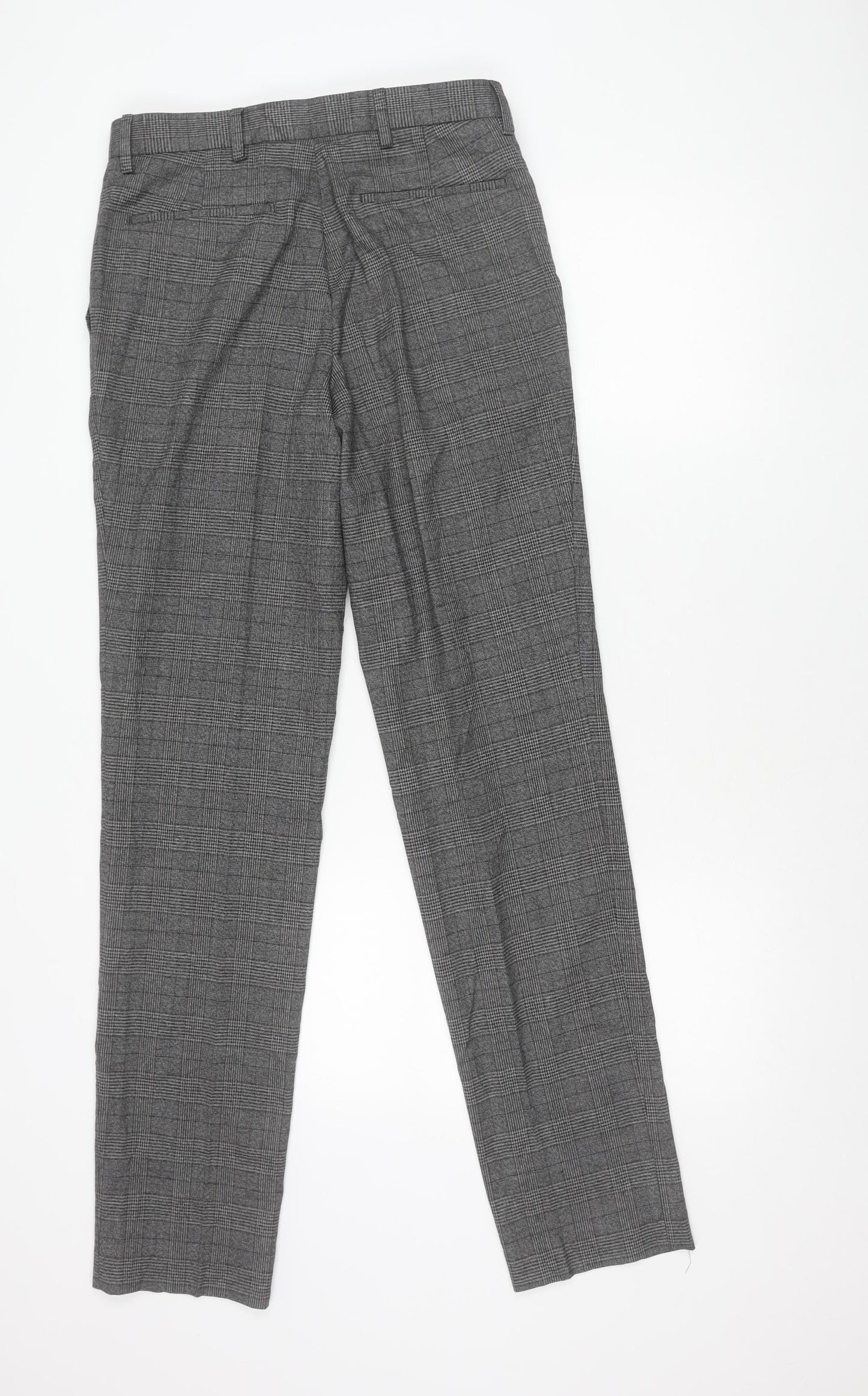 Marks & Spencer Men’s Grey Check Slim Fit Trousers 30W 33L