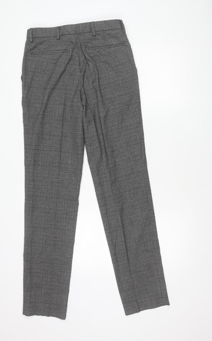 Marks & Spencer Men’s Grey Check Slim Fit Trousers 30W 33L