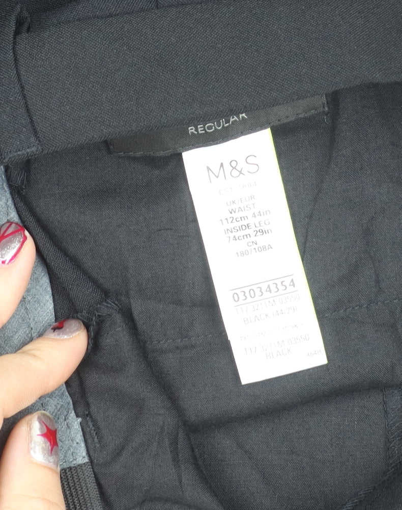 Womens UK Size 44 Marks and Spencer Regular Fit BusinessWorkwear Black Trousers