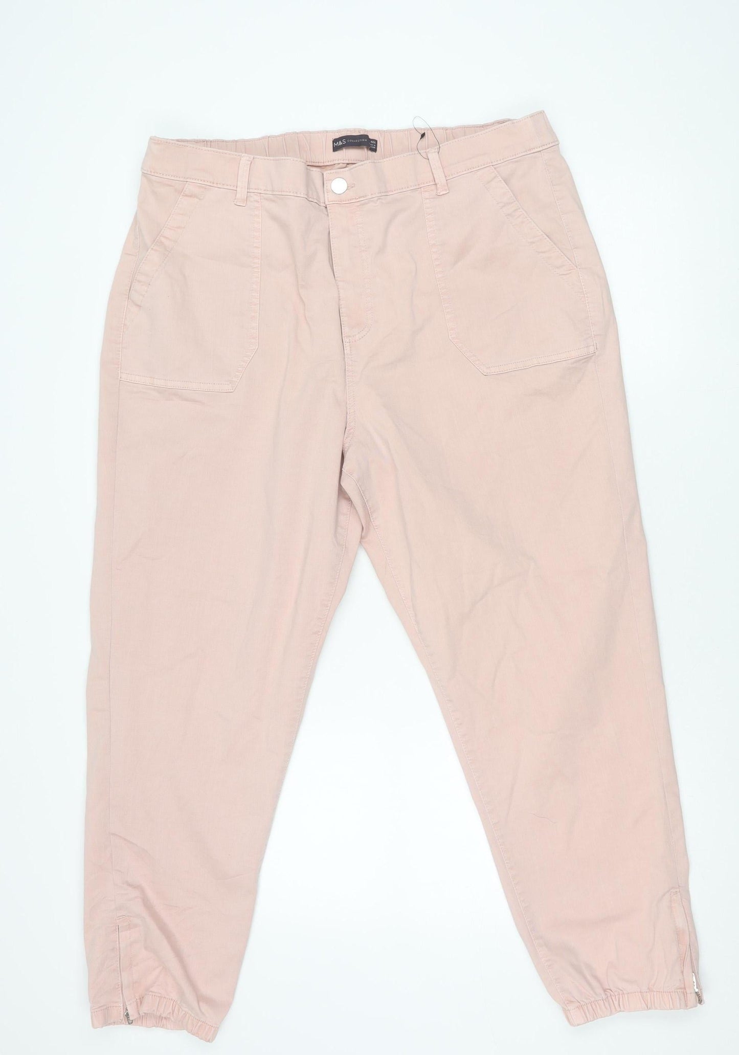 Womens UK Size 20 Marks and Spencer Regular Fit Cargo Pink Trousers