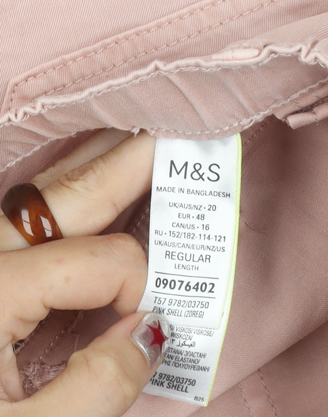 Womens UK Size 20 Marks and Spencer Regular Fit Cargo Pink Trousers