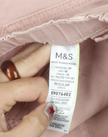 Womens UK Size 20 Marks and Spencer Regular Fit Cargo Pink Trousers