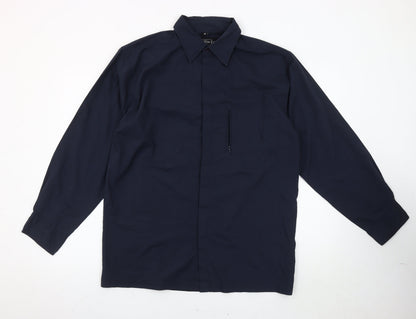Giorgio Men's Blue M Long Sleeve Woven Cotton Button-Up Shirt