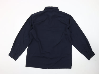 Giorgio Men's Blue M Long Sleeve Woven Cotton Button-Up Shirt