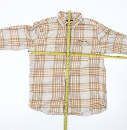 Gap Men's Beige Plaid Flannel Classic Fit Long Sleeve Shirt M