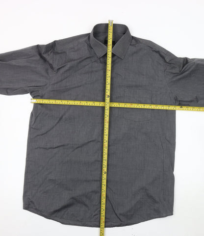 PkZ Men's Grey Long Sleeve Woven Button-Up Shirt Size 16.5 Regular
