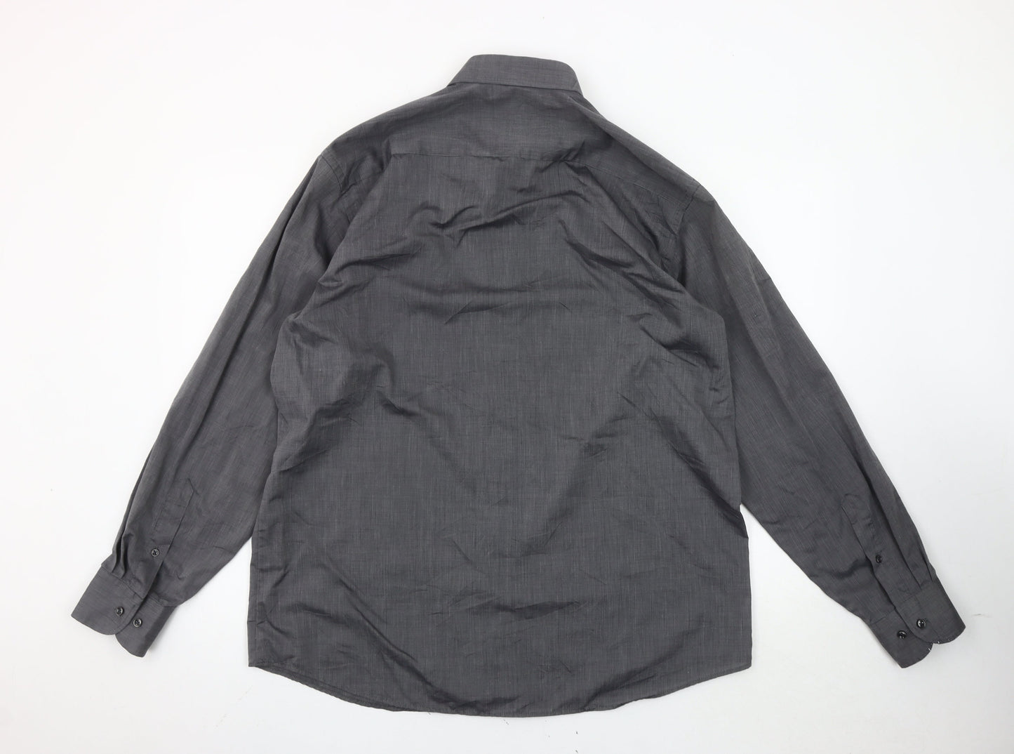 PkZ Men's Grey Long Sleeve Woven Button-Up Shirt Size 16.5 Regular