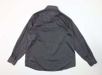 PkZ Men's Grey Long Sleeve Woven Button-Up Shirt Size 16.5 Regular
