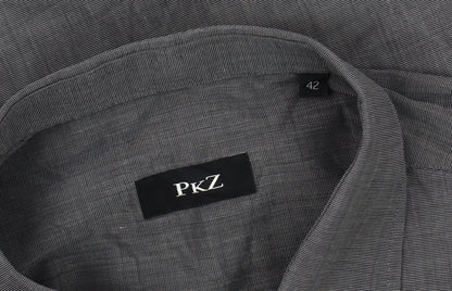 PkZ Men's Grey Long Sleeve Woven Button-Up Shirt Size 16.5 Regular