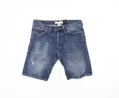 H&M Men’s Blue Denim Shorts Size 31 Regular Fit Casual Medium Wash