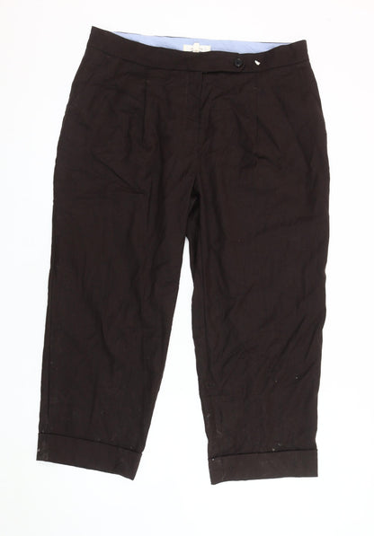 Womens UK Size 18 Marks and Spencer Regular Fit Cropped Brown Trousers