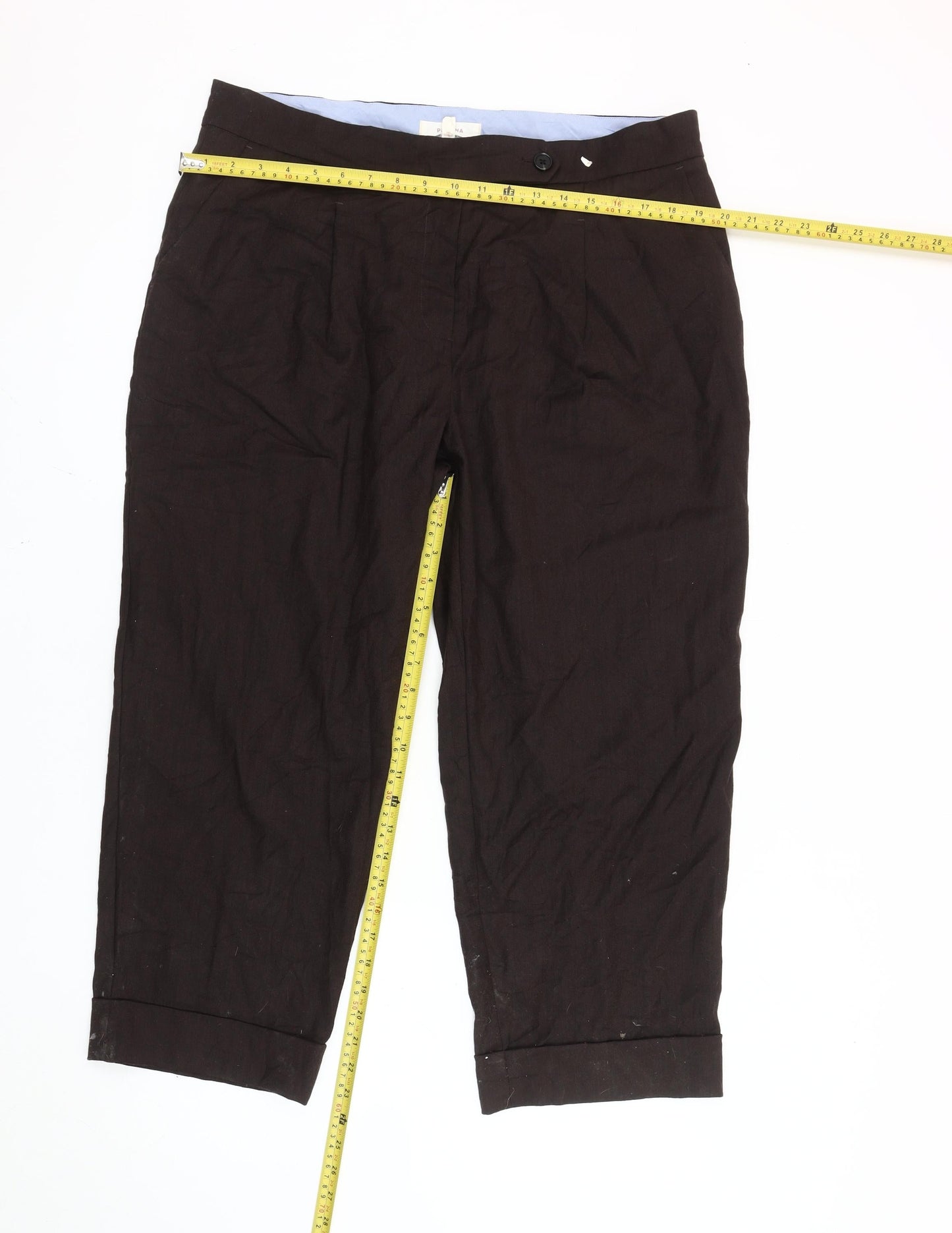 Womens UK Size 18 Marks and Spencer Regular Fit Cropped Brown Trousers
