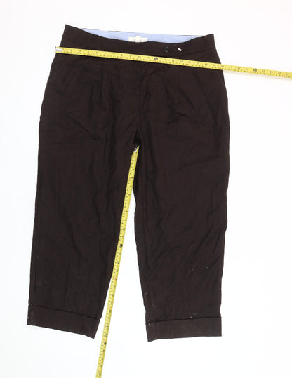 Womens UK Size 18 Marks and Spencer Regular Fit Cropped Brown Trousers