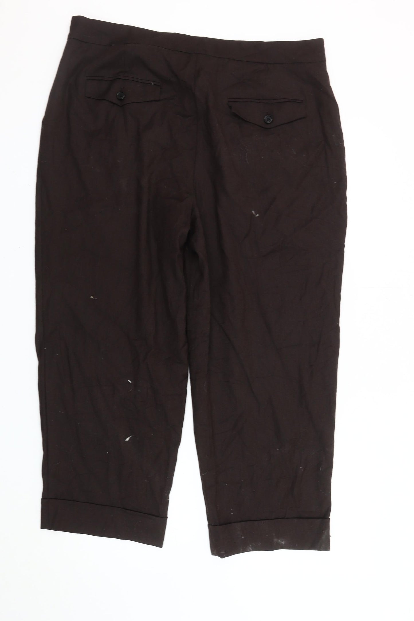 Womens UK Size 18 Marks and Spencer Regular Fit Cropped Brown Trousers