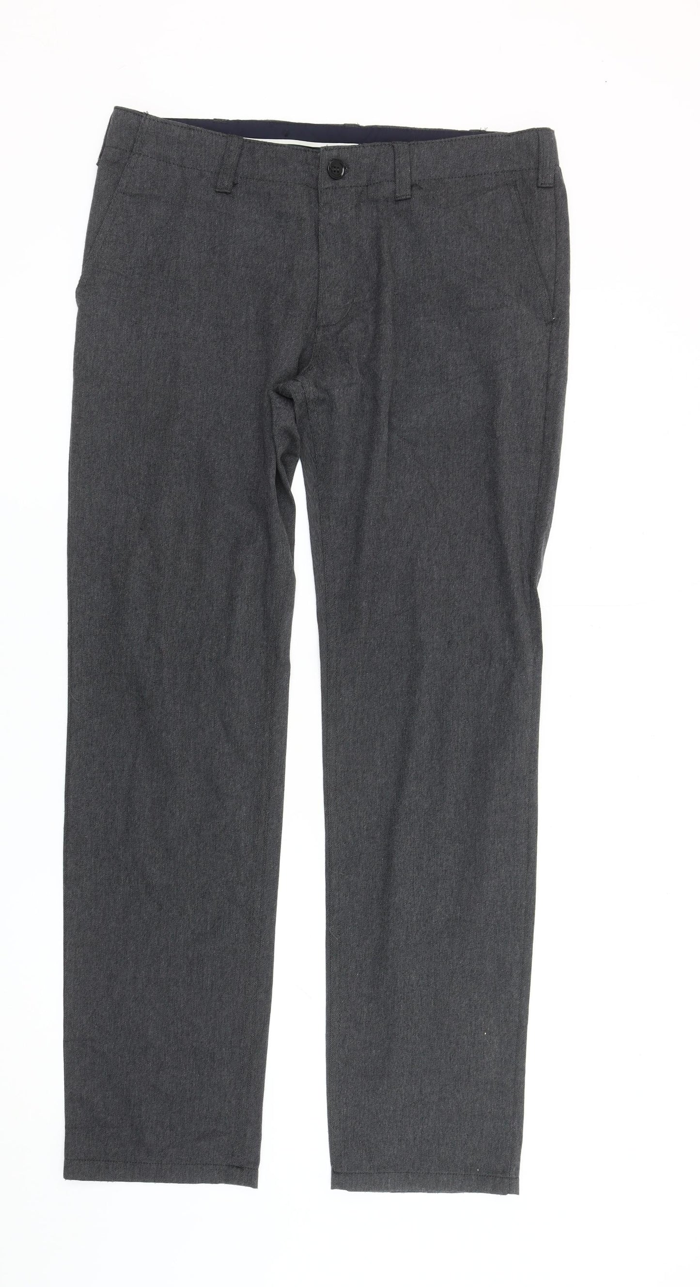 Zara Man Men's Grey Chino Trousers Size M 32W Regular Fit Straight Leg