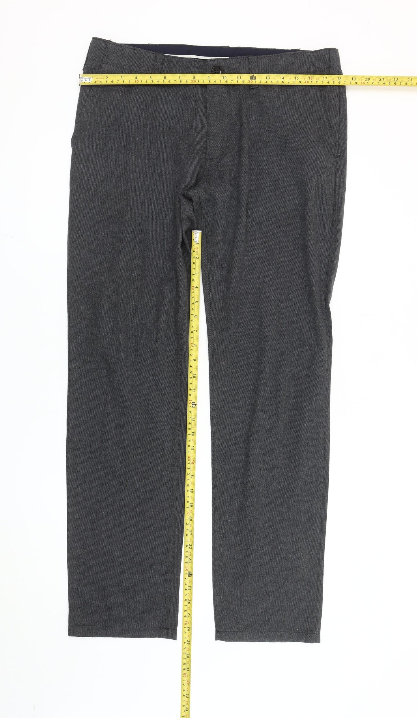 Zara Man Men's Grey Chino Trousers Size M 32W Regular Fit Straight Leg