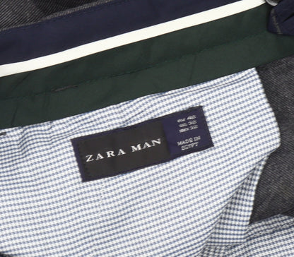 Zara Man Men's Grey Chino Trousers Size M 32W Regular Fit Straight Leg
