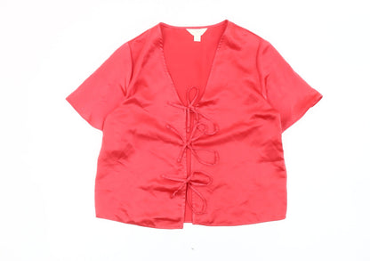 Womens UK Size 8 Marks and Spencer Red Wrap Blouse
