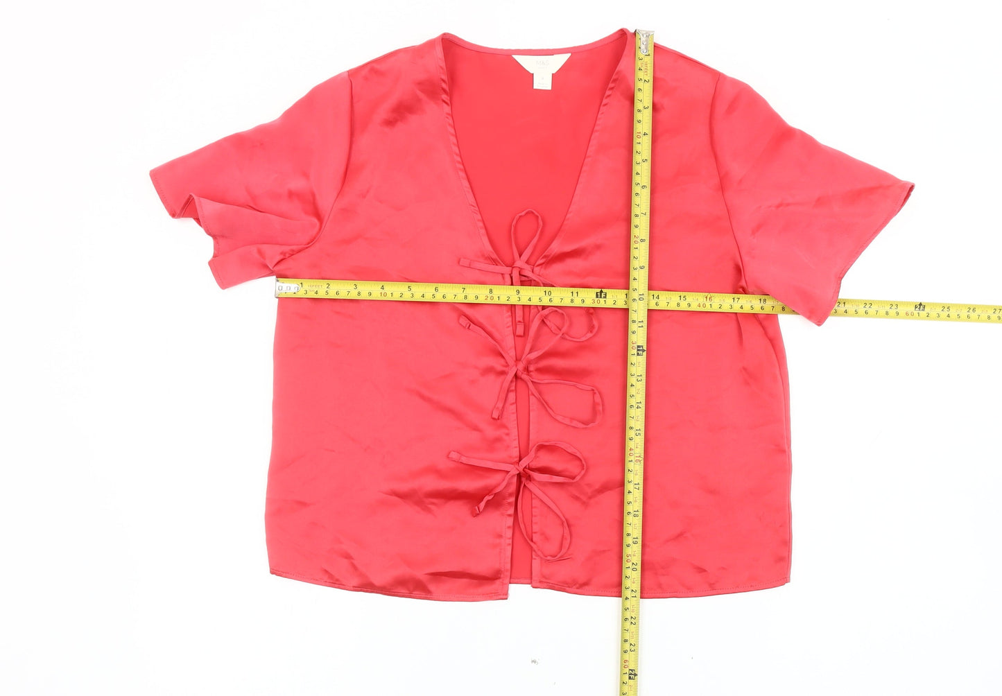 Womens UK Size 8 Marks and Spencer Red Wrap Blouse