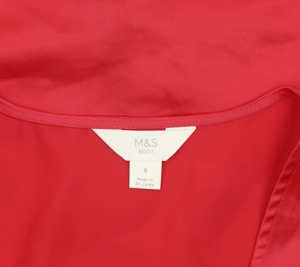Womens UK Size 8 Marks and Spencer Red Wrap Blouse