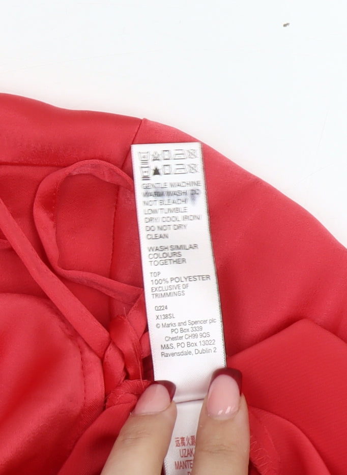 Womens UK Size 8 Marks and Spencer Red Wrap Blouse