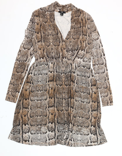 H&M Women’s Brown Snake Print A-Line Dress Size 12 Viscose Knit