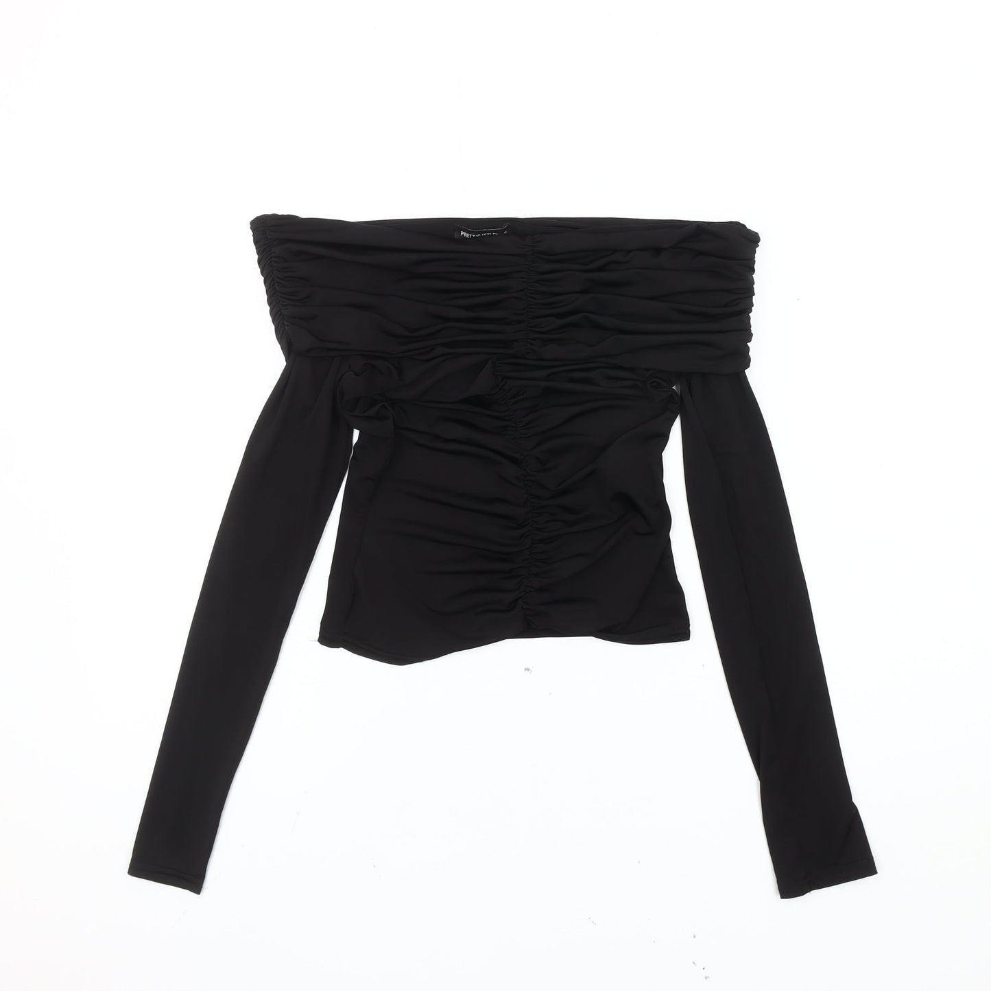 PrettyLittleThing Women’s Black Off Shoulder Ruched Blouse UK 10