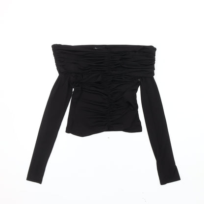PrettyLittleThing Women’s Black Off Shoulder Ruched Blouse UK 10