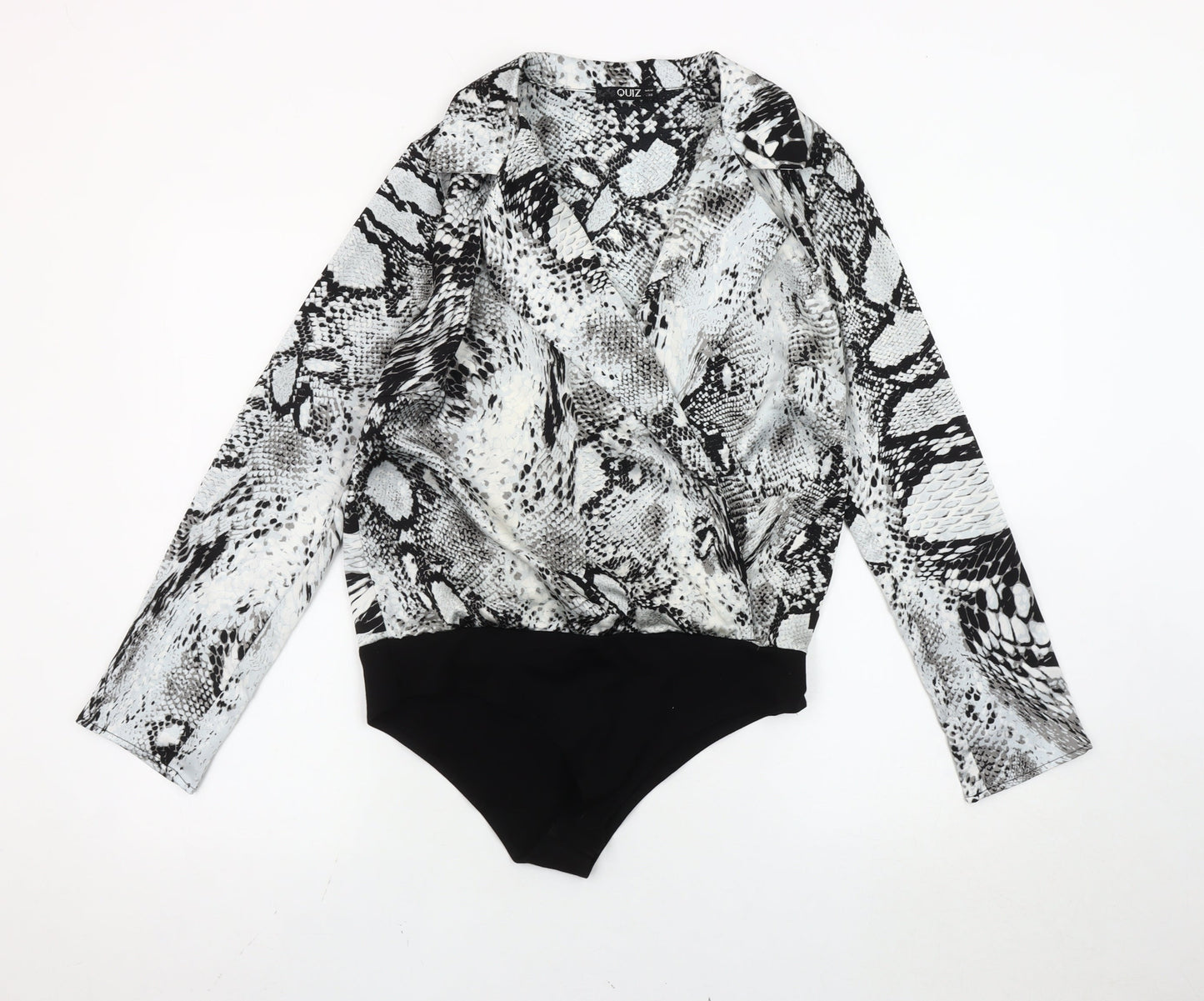 Quiz Women’s Multicoloured Snake Print Collared Bodysuit Size 10