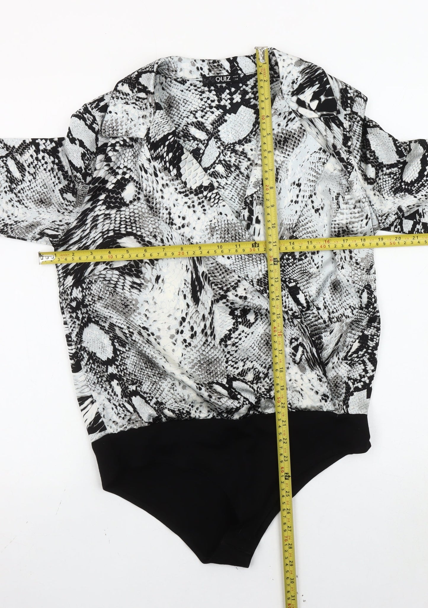 Quiz Women’s Multicoloured Snake Print Collared Bodysuit Size 10