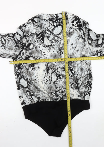 Quiz Women’s Multicoloured Snake Print Collared Bodysuit Size 10