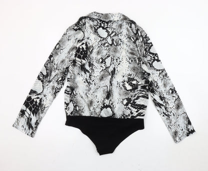 Quiz Women’s Multicoloured Snake Print Collared Bodysuit Size 10