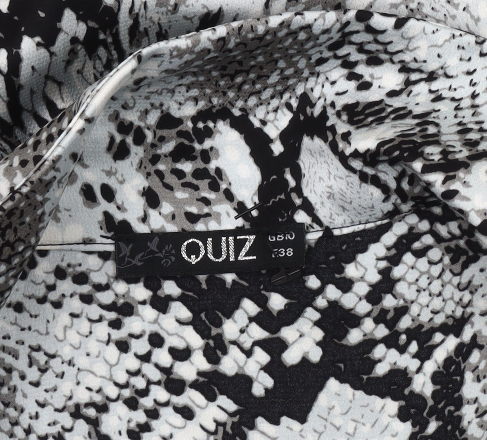 Quiz Women’s Multicoloured Snake Print Collared Bodysuit Size 10