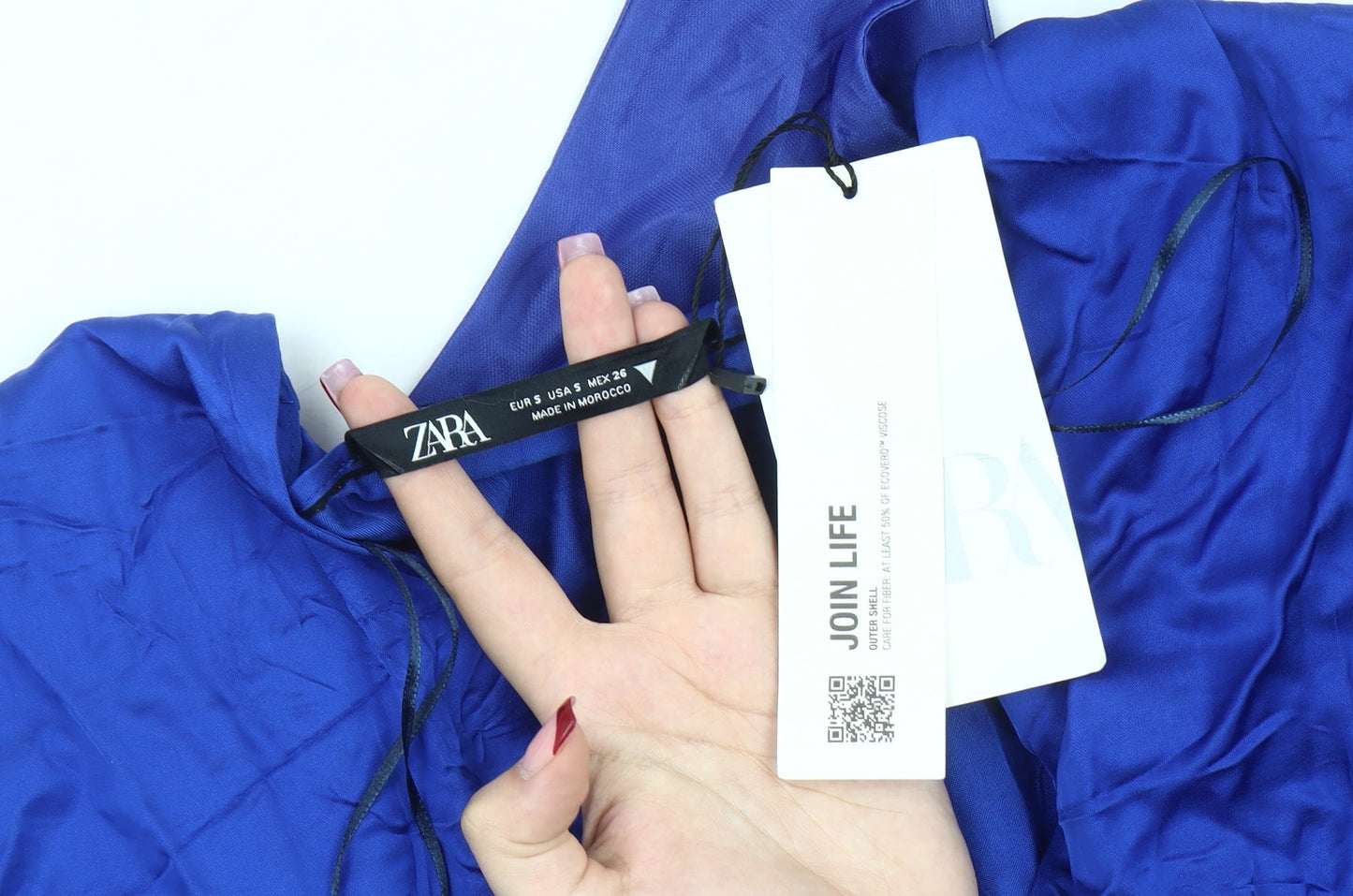 Zara Women Blue Size 8 Viscose Long Sleeve Ruffle Bodysuit Party