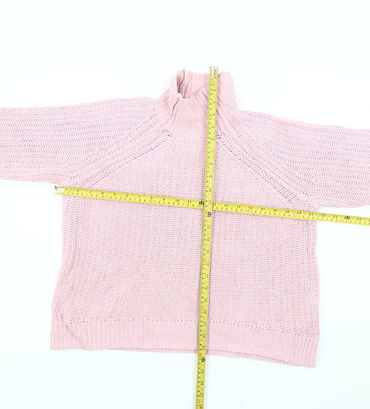 GAP Women’s Pink Roll Neck Chunky Knit Cotton Jumper Size S