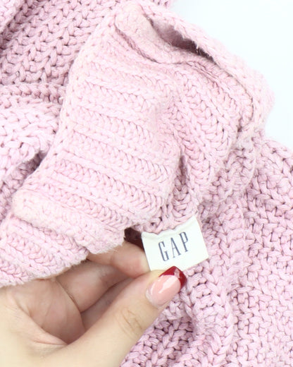 GAP Women’s Pink Roll Neck Chunky Knit Cotton Jumper Size S