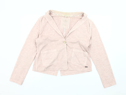 White Stuff Women’s Pink Jersey Cotton Blazer Size 14 Single Breasted