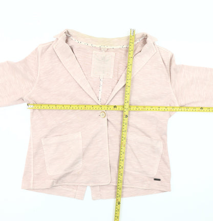 White Stuff Women’s Pink Jersey Cotton Blazer Size 14 Single Breasted