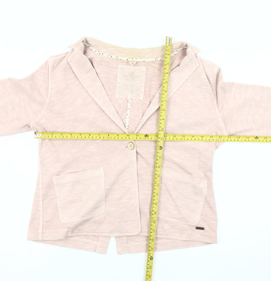 White Stuff Women’s Pink Jersey Cotton Blazer Size 14 Single Breasted