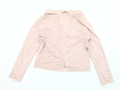 White Stuff Women’s Pink Jersey Cotton Blazer Size 14 Single Breasted