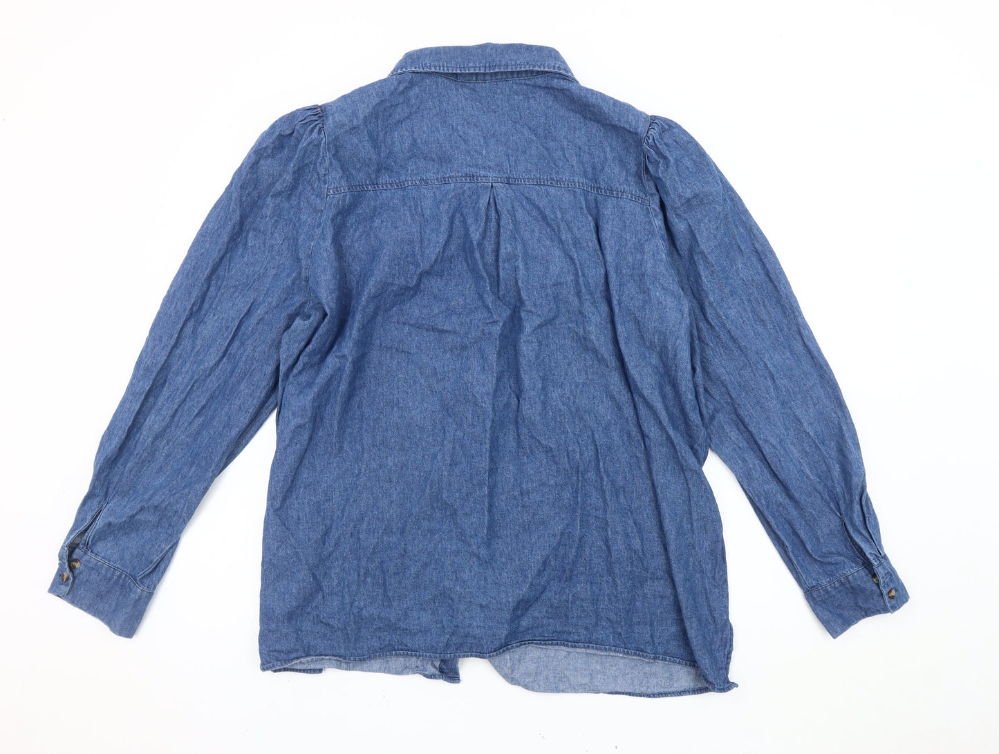d&co. Women’s Blue Denim Long Sleeve Button-Up Shirt 2XL Plus Casual